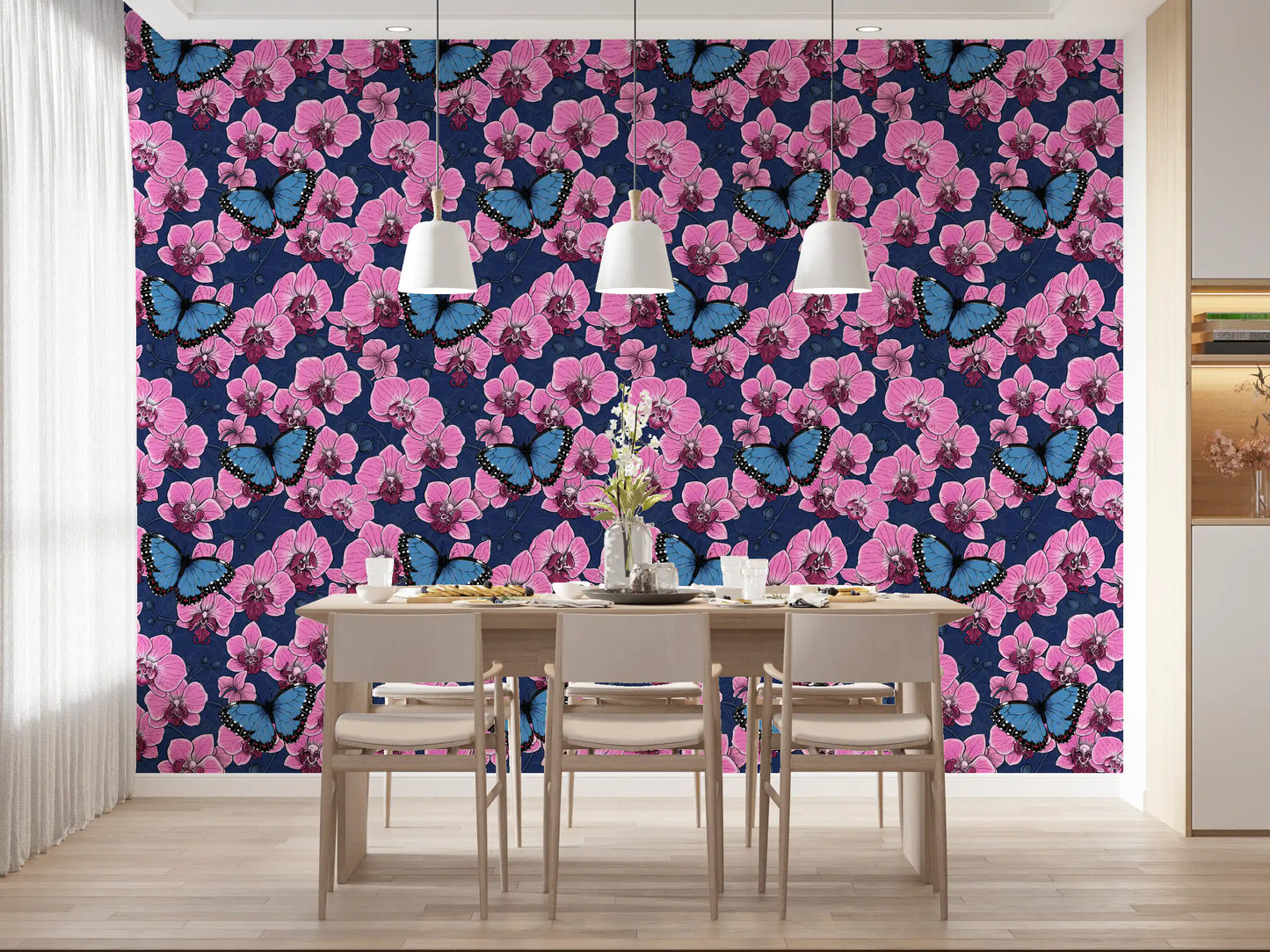 Papier peint Jardin botanique d'orchidées avec papillons 3