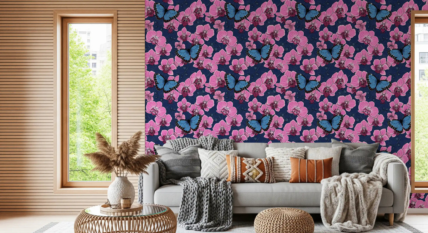 Papier peint Jardin botanique d'orchidées avec papillons 3