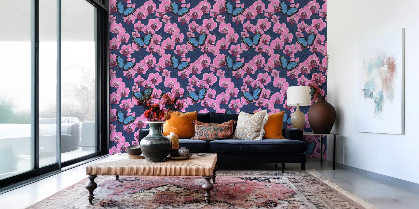 Papier peint Jardin botanique d'orchidées avec papillons 3