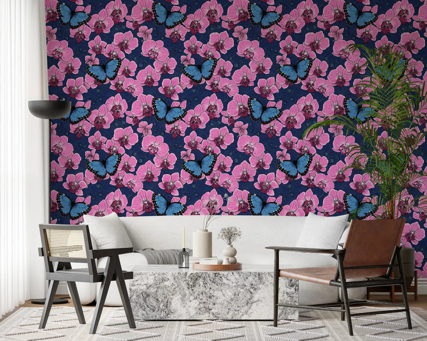 Papier peint Jardin botanique d'orchidées avec papillons 3