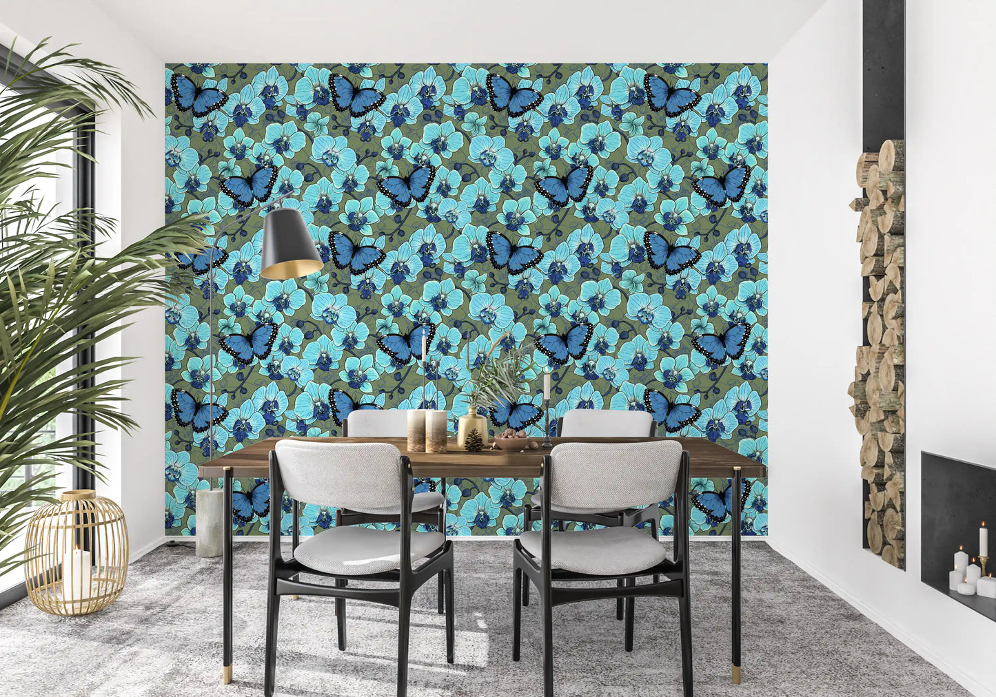 Jardin Botanique d'Orchidées avec Papillons 4 Papier Peint⁠
