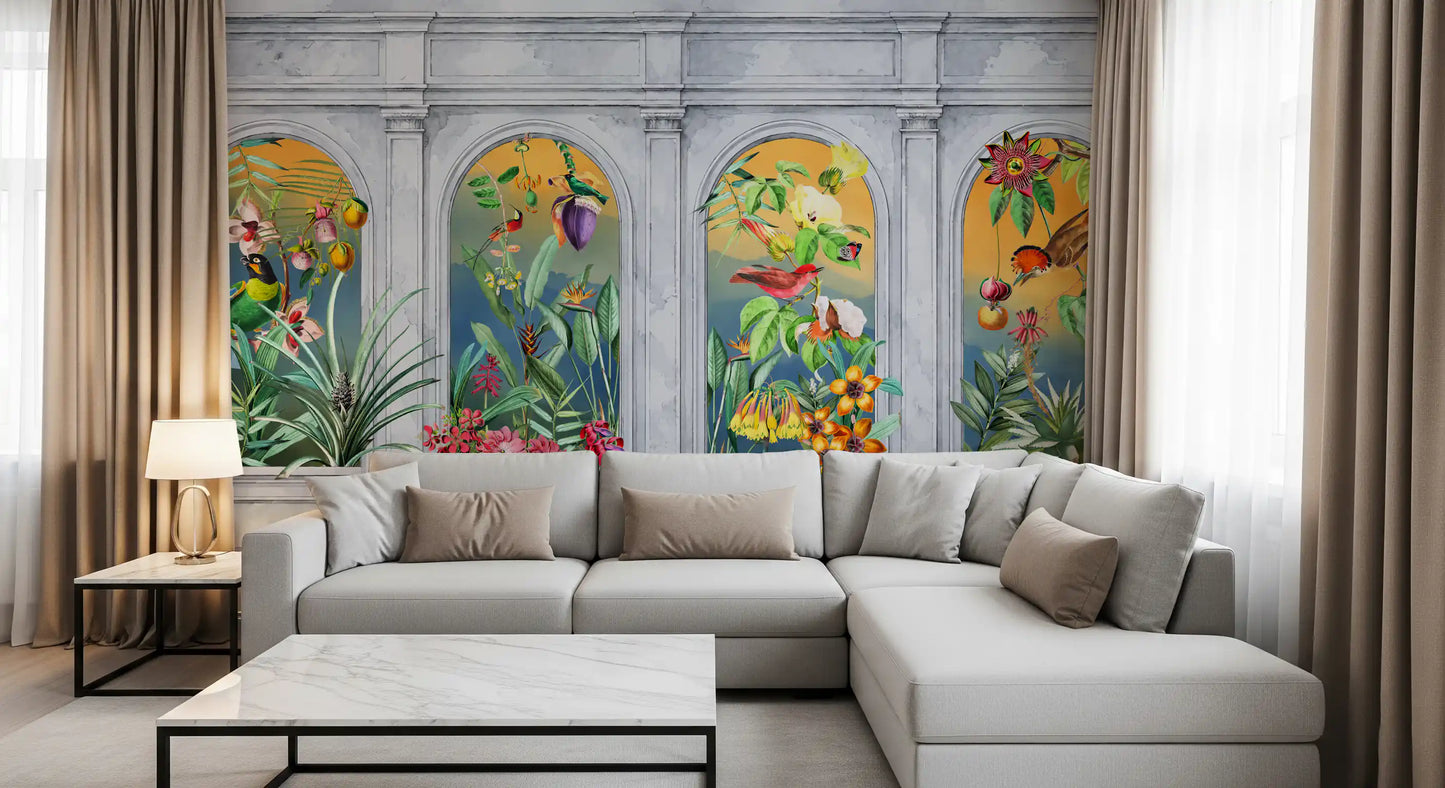 Fresque murale Colonnade tropicale vintage