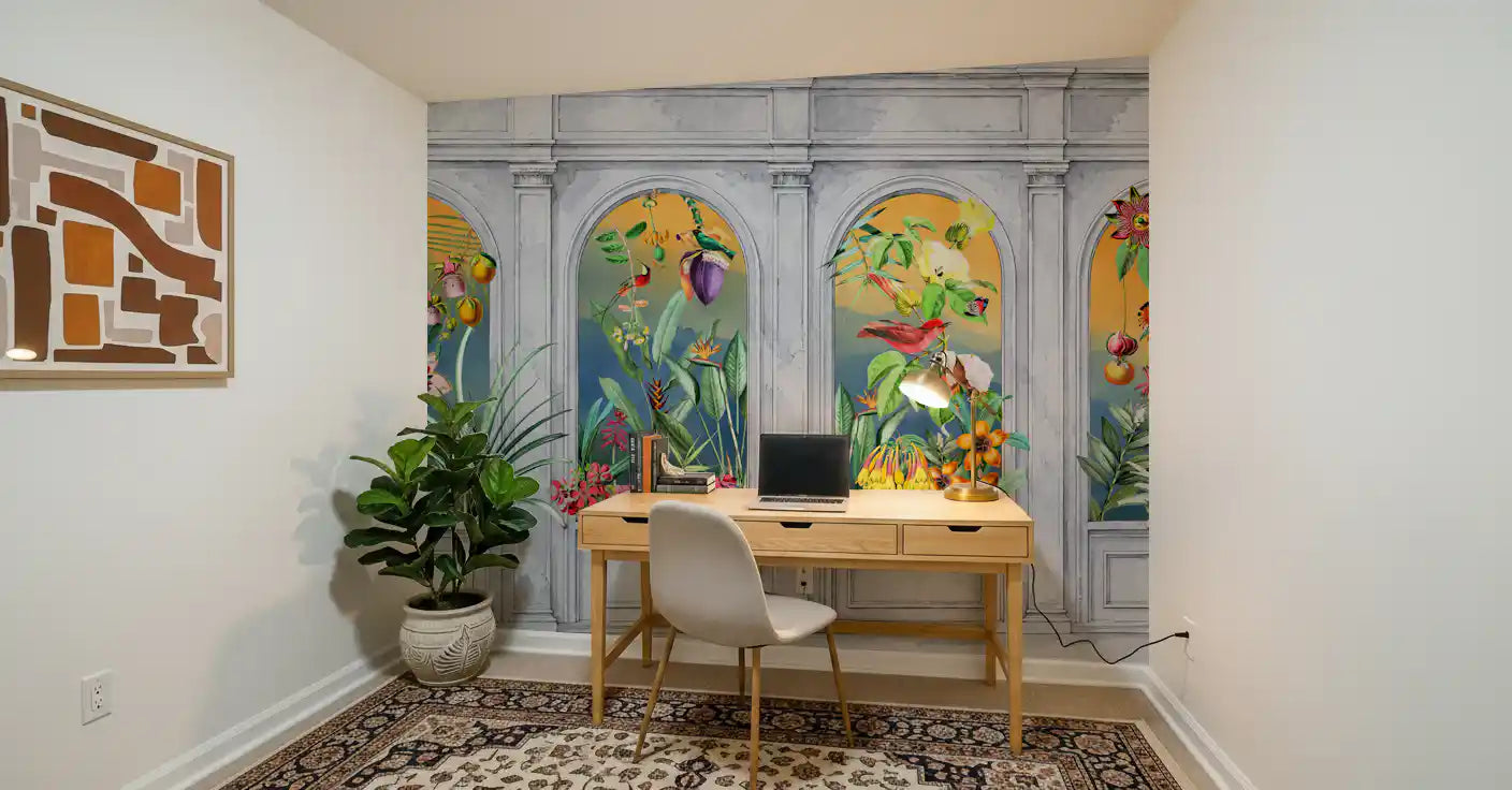 Fresque murale Colonnade tropicale vintage