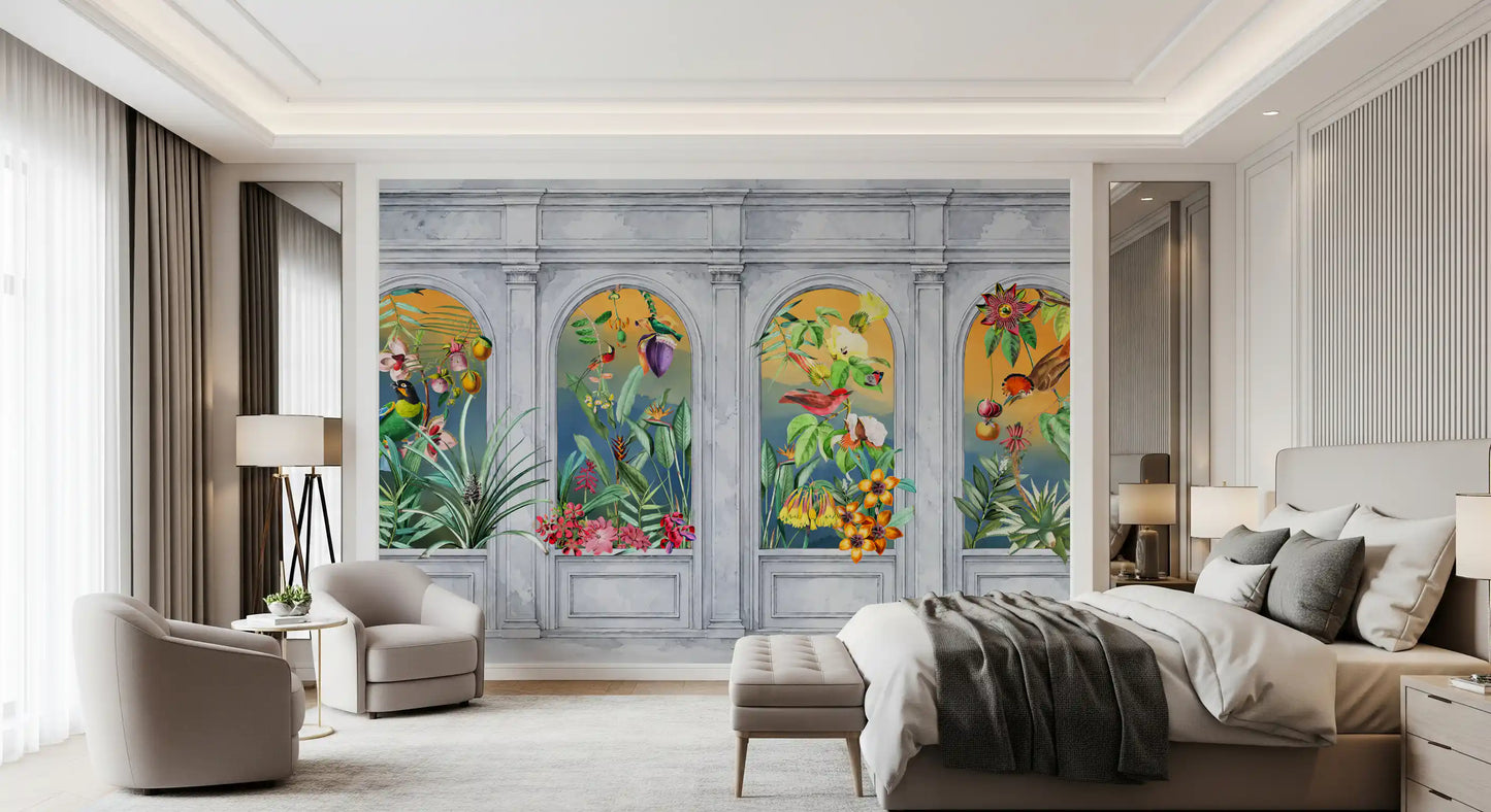 Fresque murale Colonnade tropicale vintage