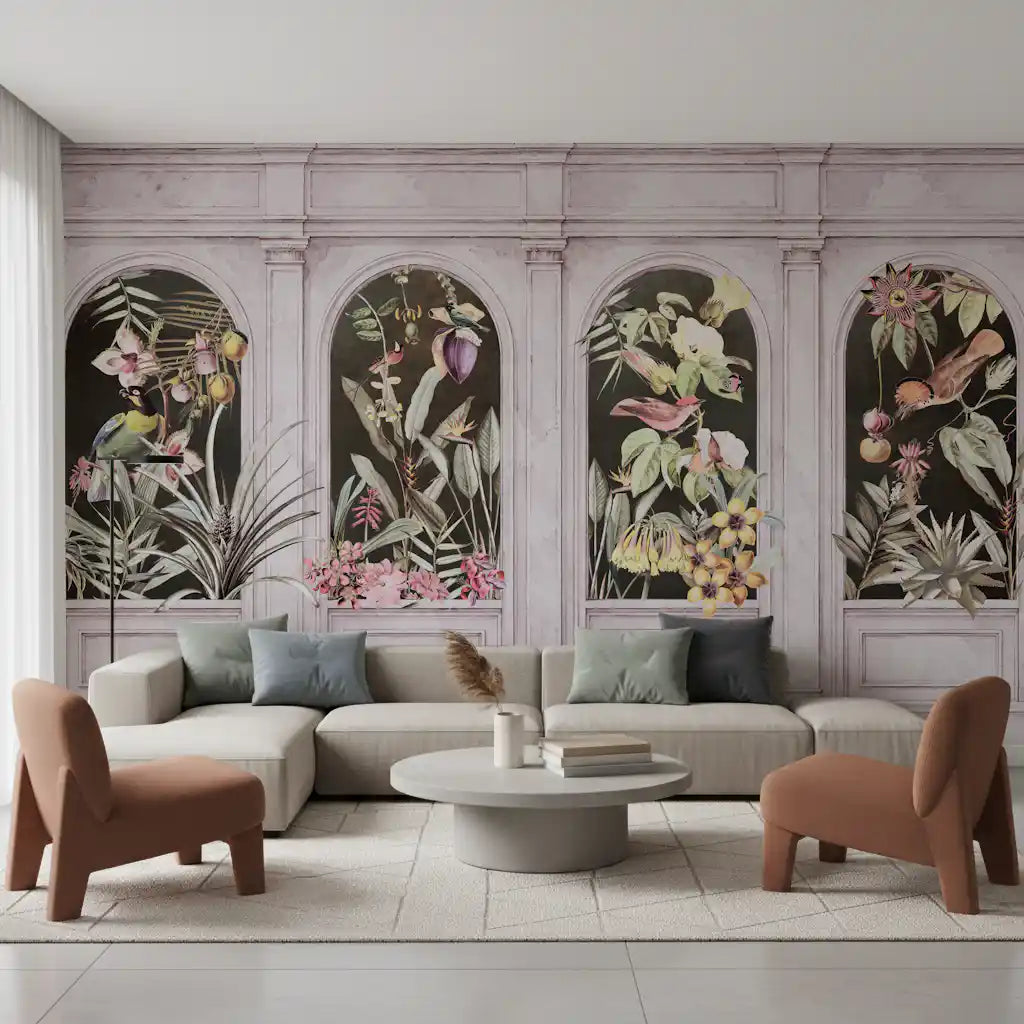 Vintage Architektonische Botanische Bogen Wandbild