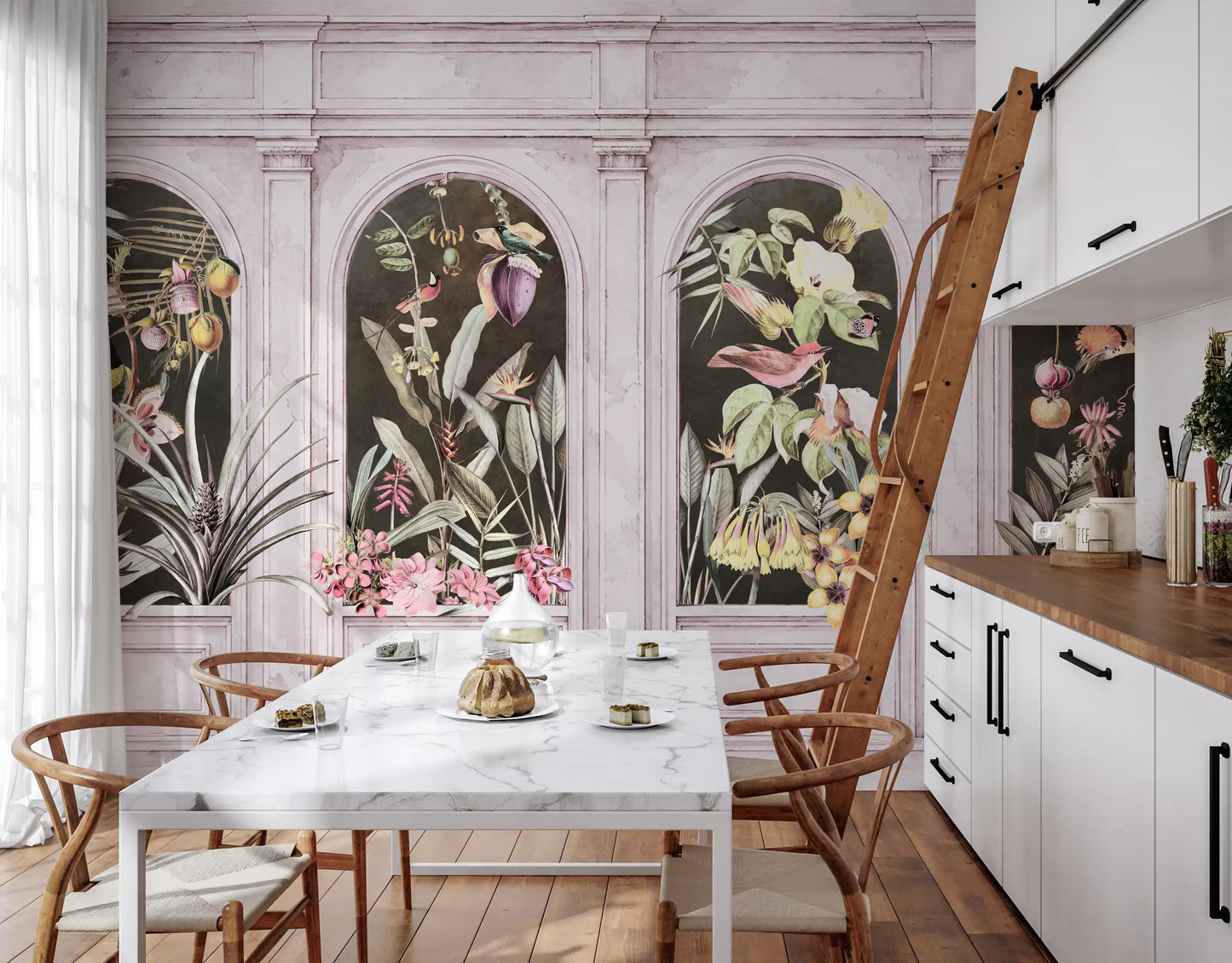 Vintage Architektonische Botanische Bogen Wandbild