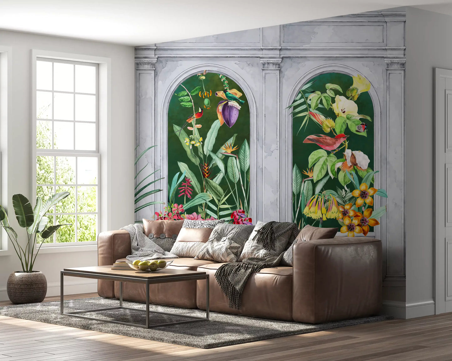 Orangerie Buer Tropisk Botanisk Vægmaleri Vægmaleri