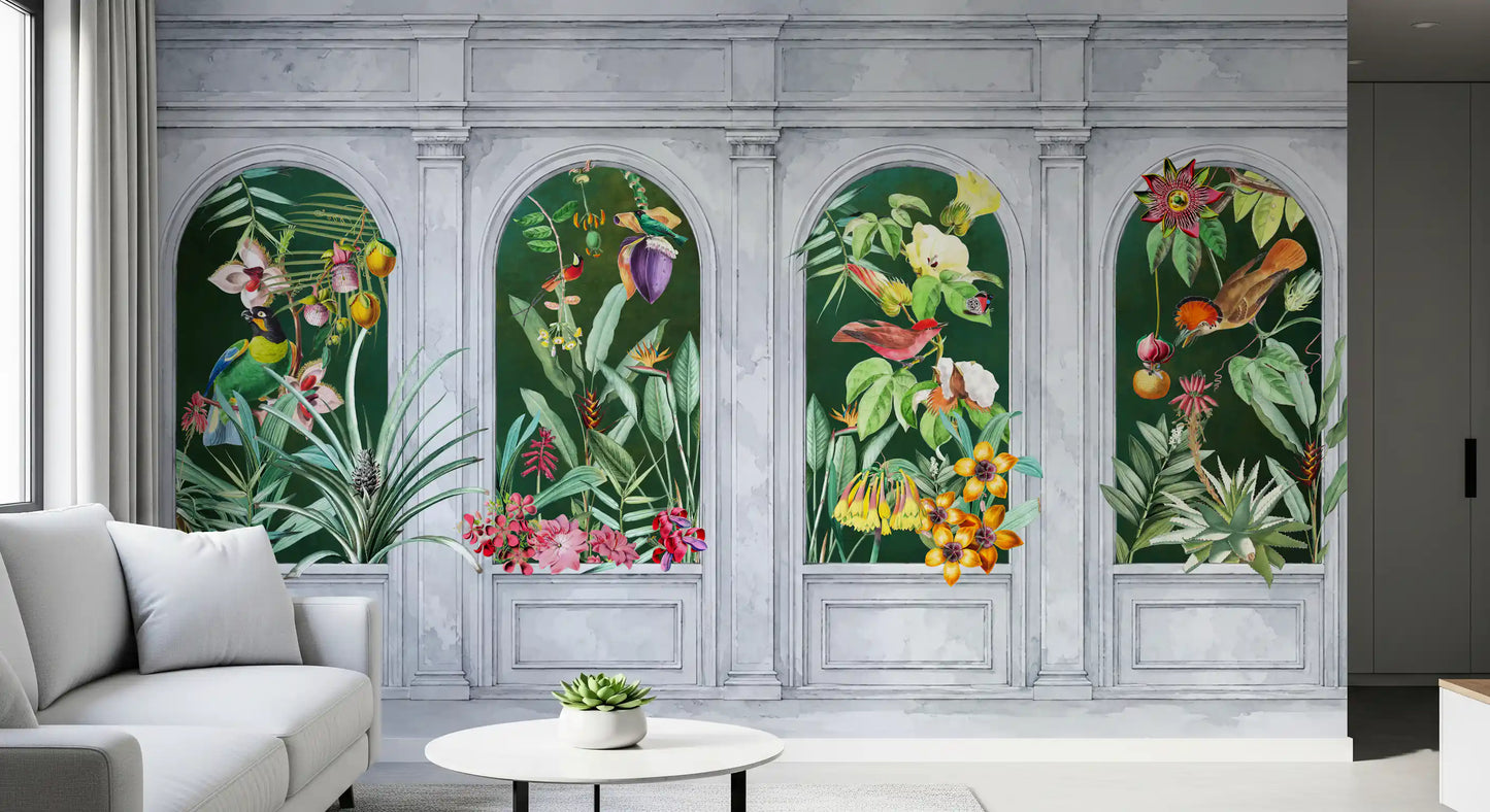 Orangerie Buer Tropisk Botanisk Vægmaleri Vægmaleri