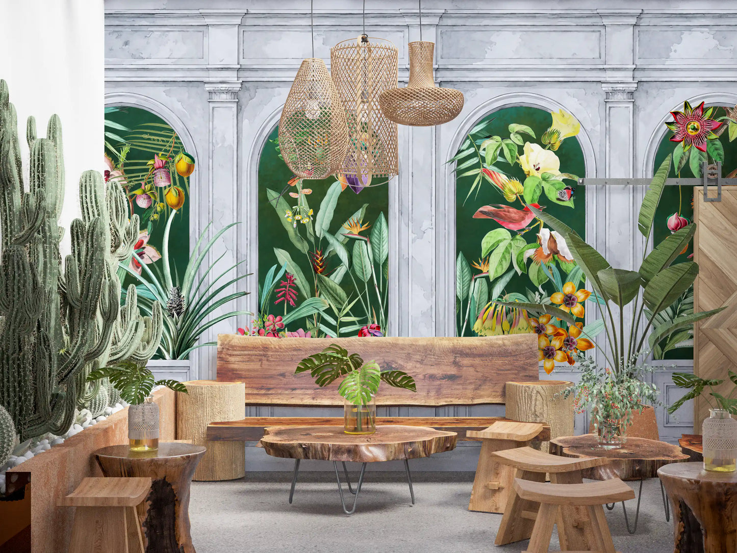 Orangerie Buer Tropisk Botanisk Vægmaleri Vægmaleri