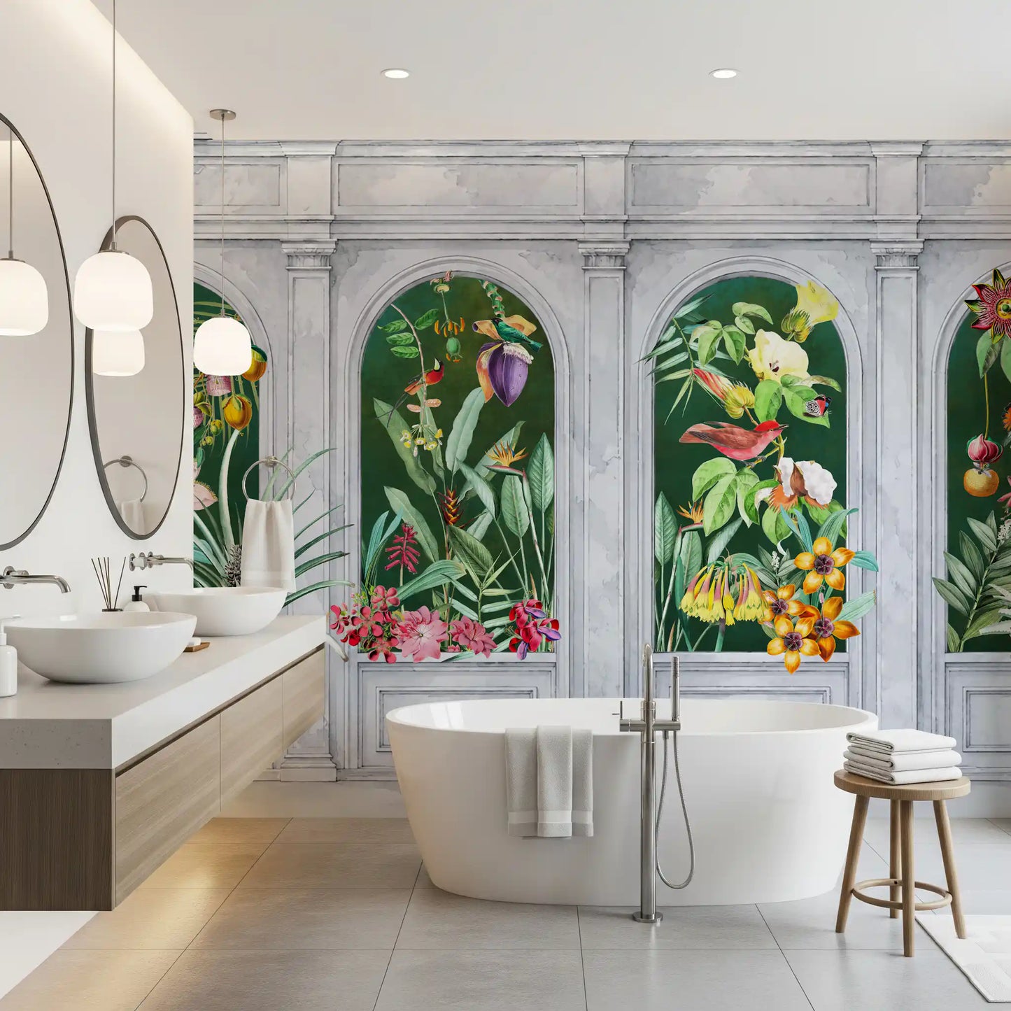 Orangerie Buer Tropisk Botanisk Vægmaleri Vægmaleri