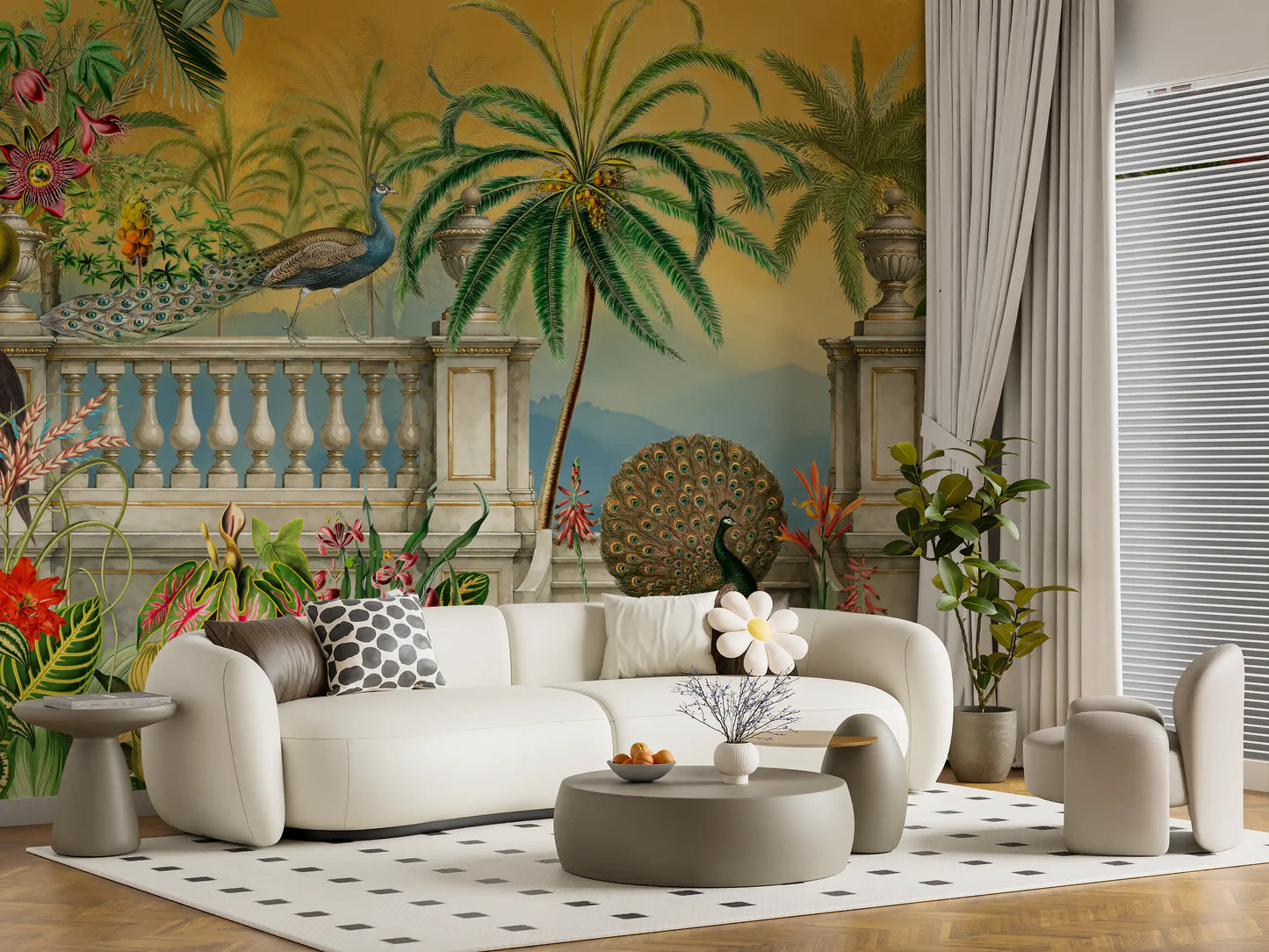 Imperial Peacock Terrace Tropical Wall Mural Wall Mural