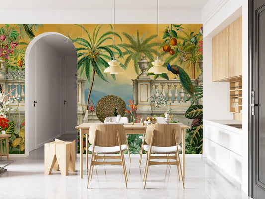 Imperial Peacock Terrace Tropical Wall Mural Wall Mural