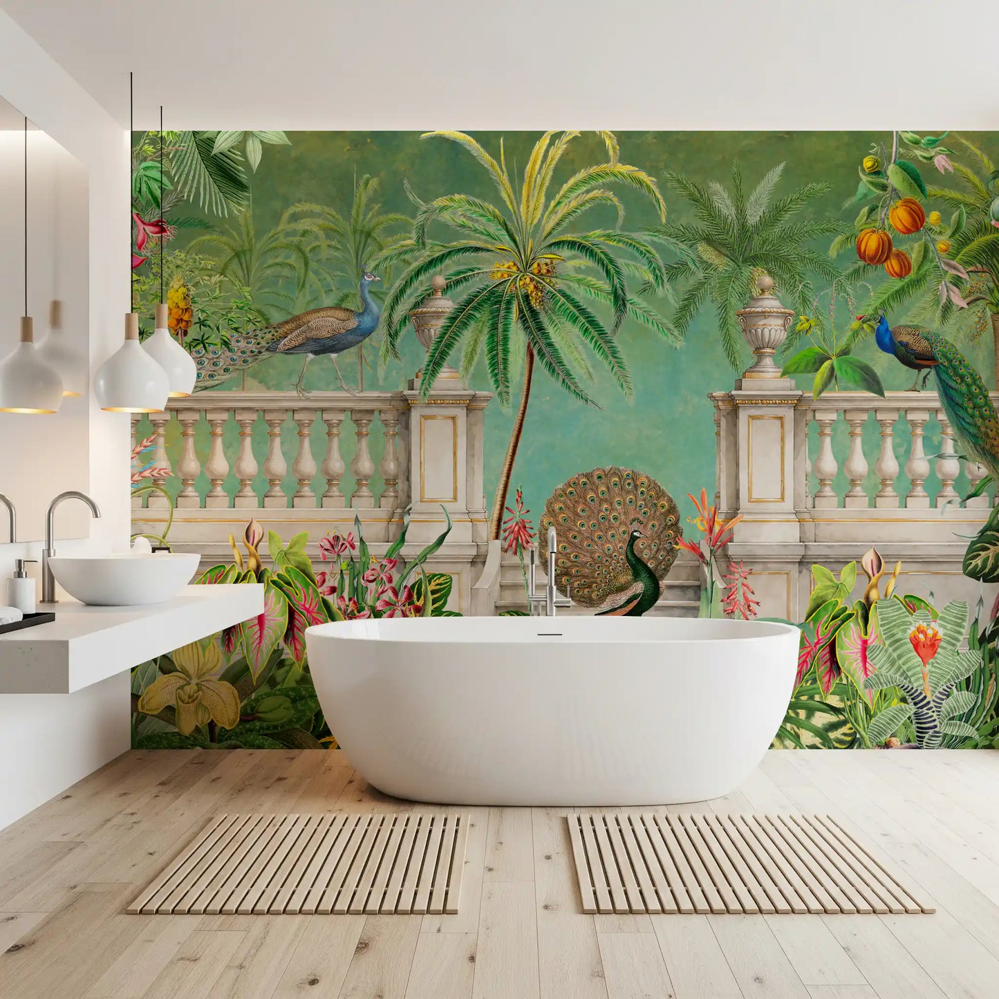 Papier peint panoramique Jardin tropical Palais du Paon vintage