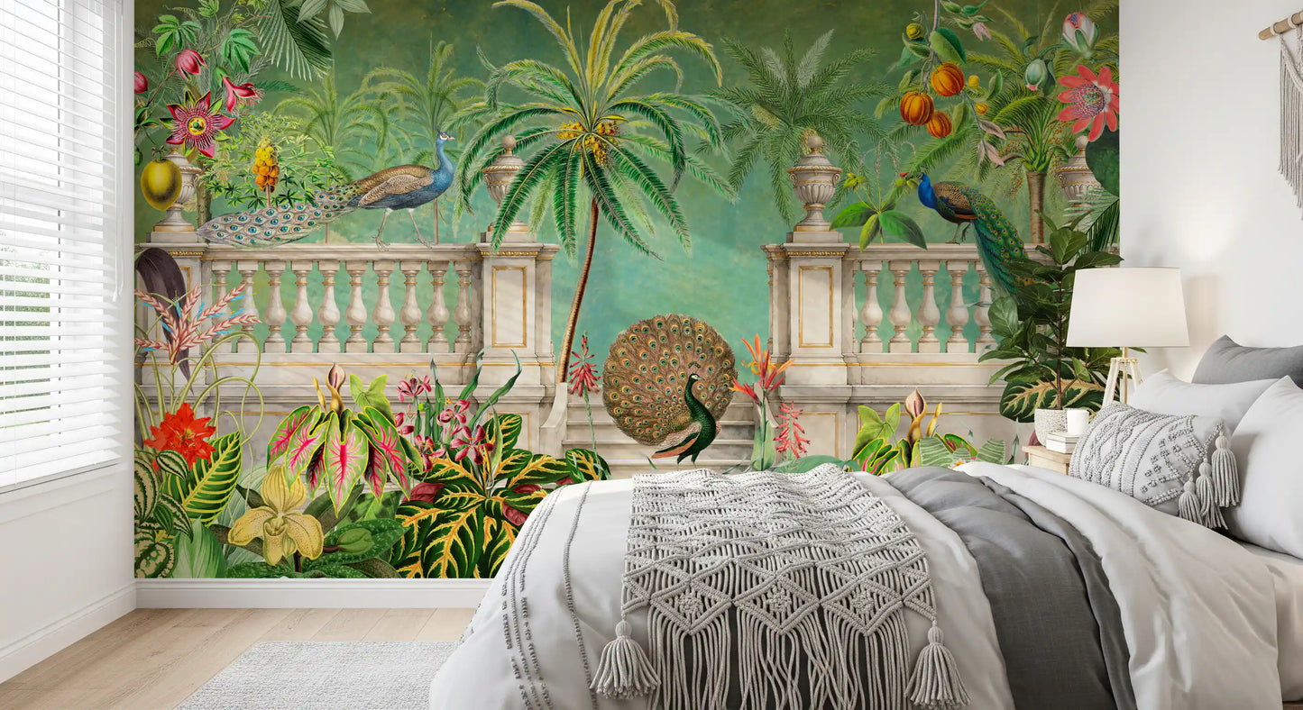 Papier peint panoramique Jardin tropical Palais du Paon vintage