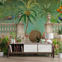 Papier peint panoramique Jardin tropical Palais du Paon vintage