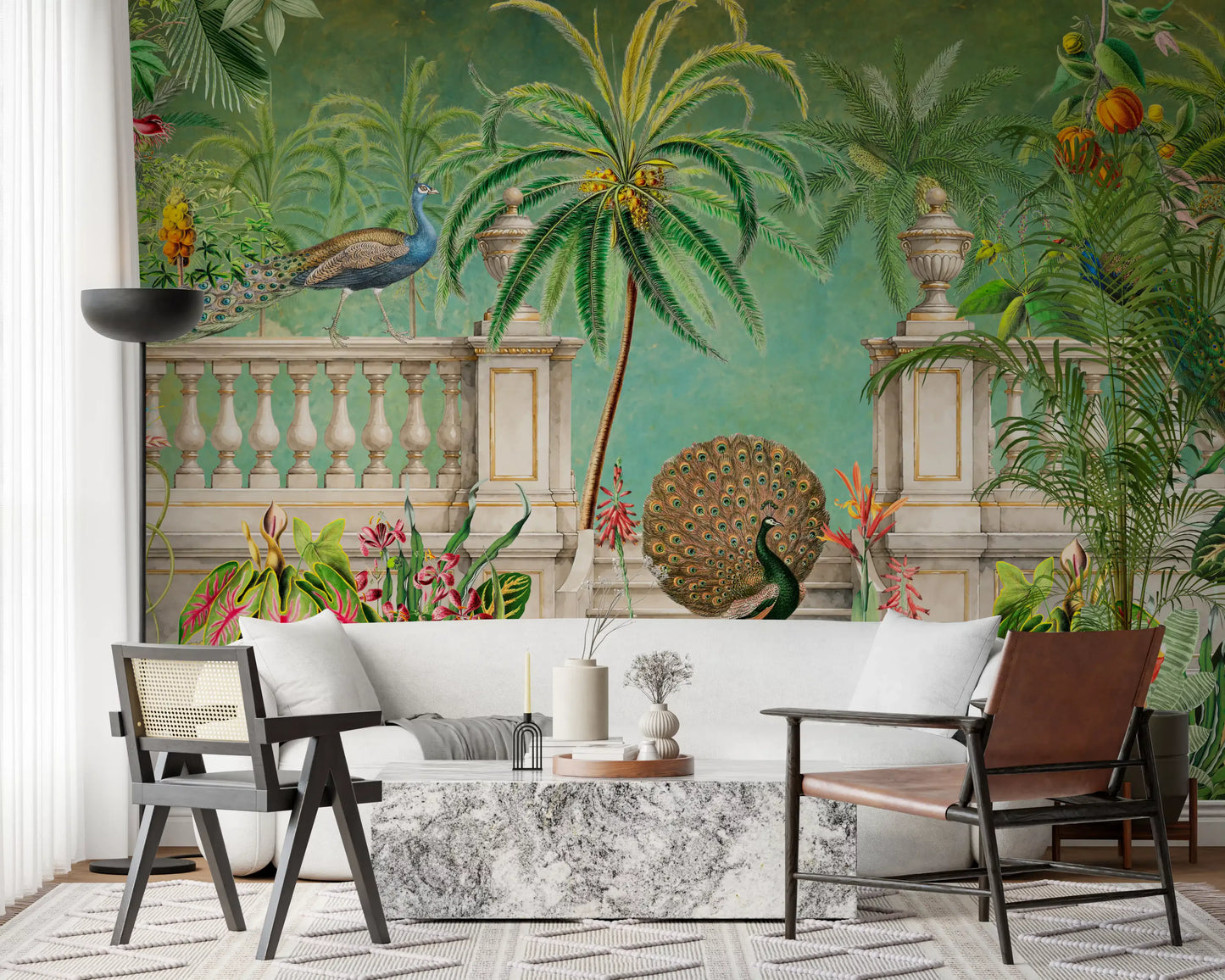 Papier peint panoramique Jardin tropical Palais du Paon vintage