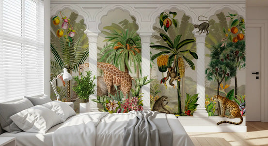 Imperial archway safari wall mural filling a calm bedroom GD10792
