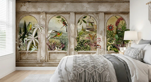 Papier peint mural Vintage Perroquet Arches