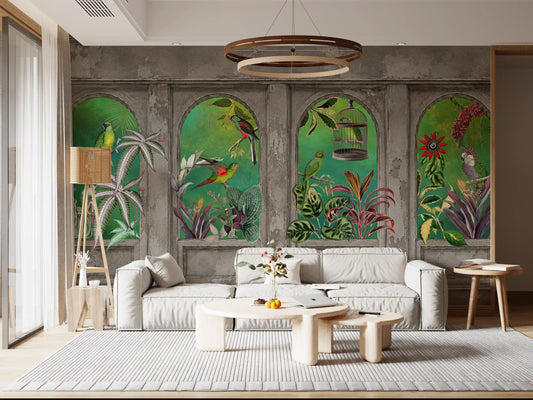 Carta da parati murale Vintage Tropical Arches