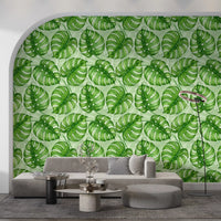 Monstera Aquarell in Grün Tapete⁠