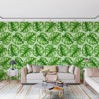 Monstera Aquarell in Grün Tapete⁠