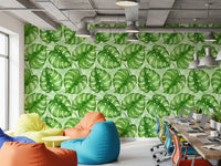 Monstera Aquarell in Grün Tapete⁠