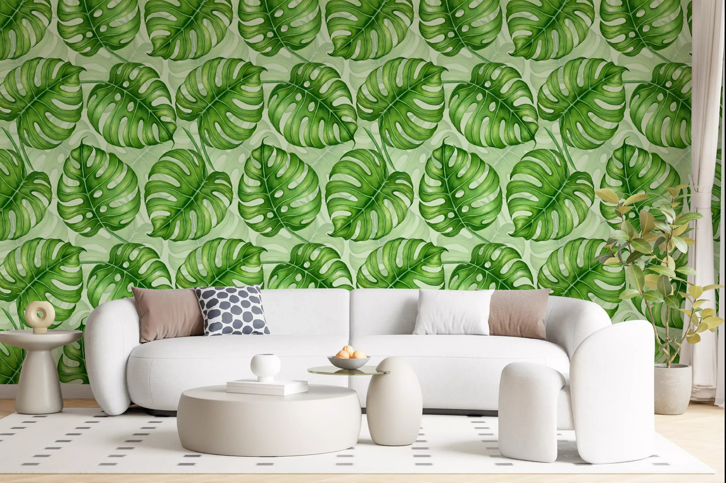 Monstera Aquarell in Grün Tapete⁠