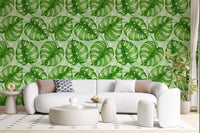 Monstera Aquarell in Grün Tapete⁠