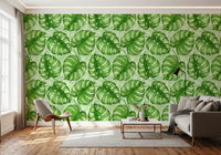 Monstera Aquarell in Grün Tapete⁠