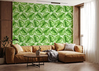 Monstera Aquarell in Grün Tapete⁠