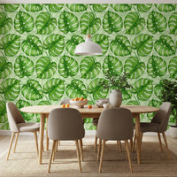 Monstera Aquarell in Grün Tapete⁠