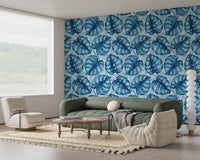 Carta da parati Monstera acquerello in blu⁠