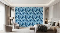 Carta da parati Monstera acquerello in blu⁠