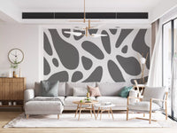 Gray Abstract Organic Fluid Shapes Wall Mural