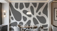 Gray Abstract Organic Fluid Shapes Wall Mural