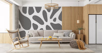Gray Abstract Organic Fluid Shapes Wall Mural