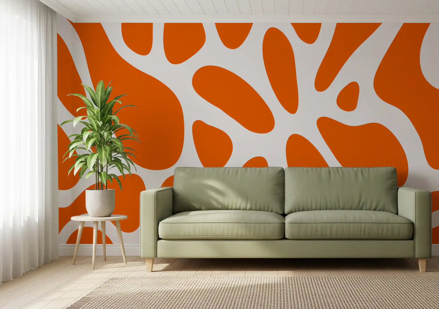 Retro Tangerine Flow Abstract Wall Mural