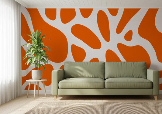 Carta da parati murale astratta Retro Tangerine Flow