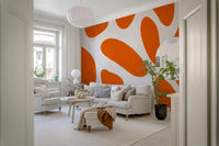 Retro Tangerine Flow Abstract Wall Mural