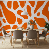 Retro Tangerine Flow Abstract Wall Mural