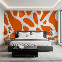 Retro Tangerine Flow Abstract Wall Mural