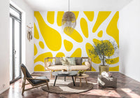 Sunlit Flow Abstract Yellow Shape Wall Mural