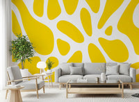 Sunlit Flow Abstract Yellow Shape Wall Mural
