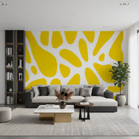 Sunlit Flow Abstract Yellow Shape Wall Mural