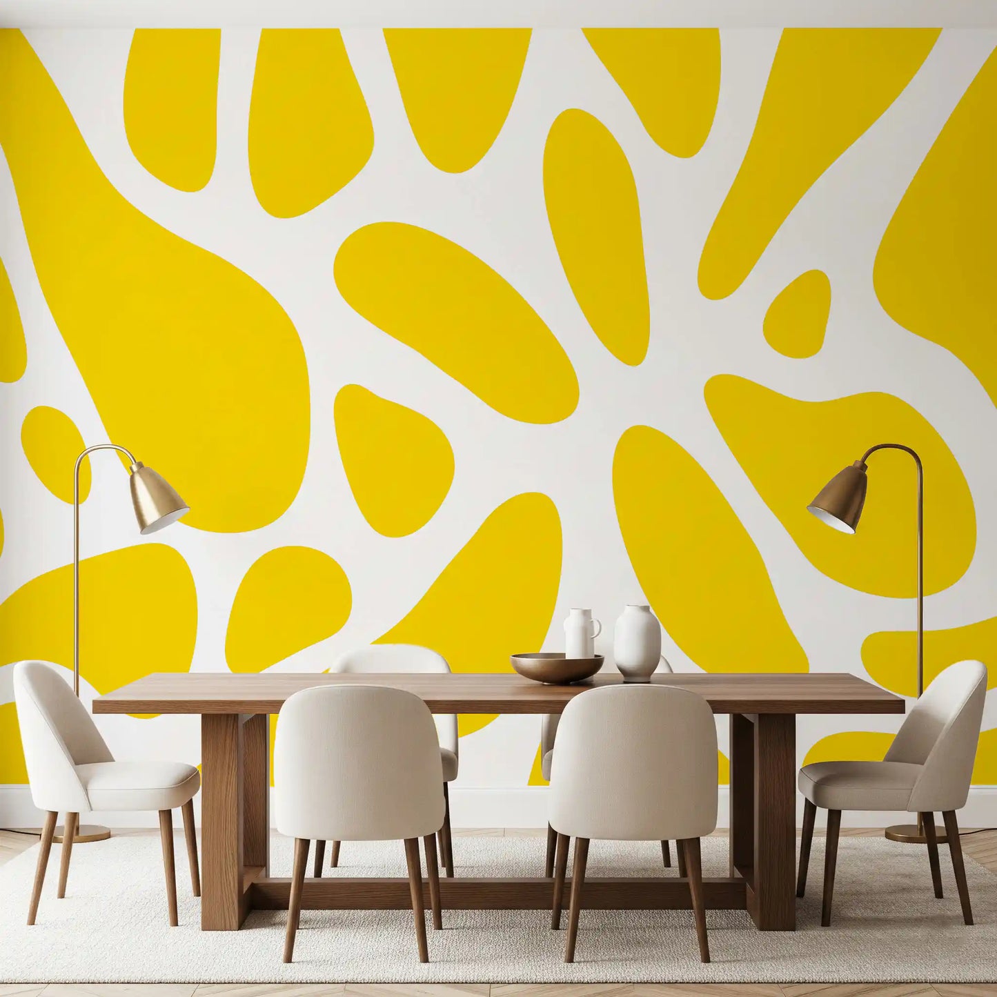 Sunlit Flow Abstract Yellow Shape Wall Mural