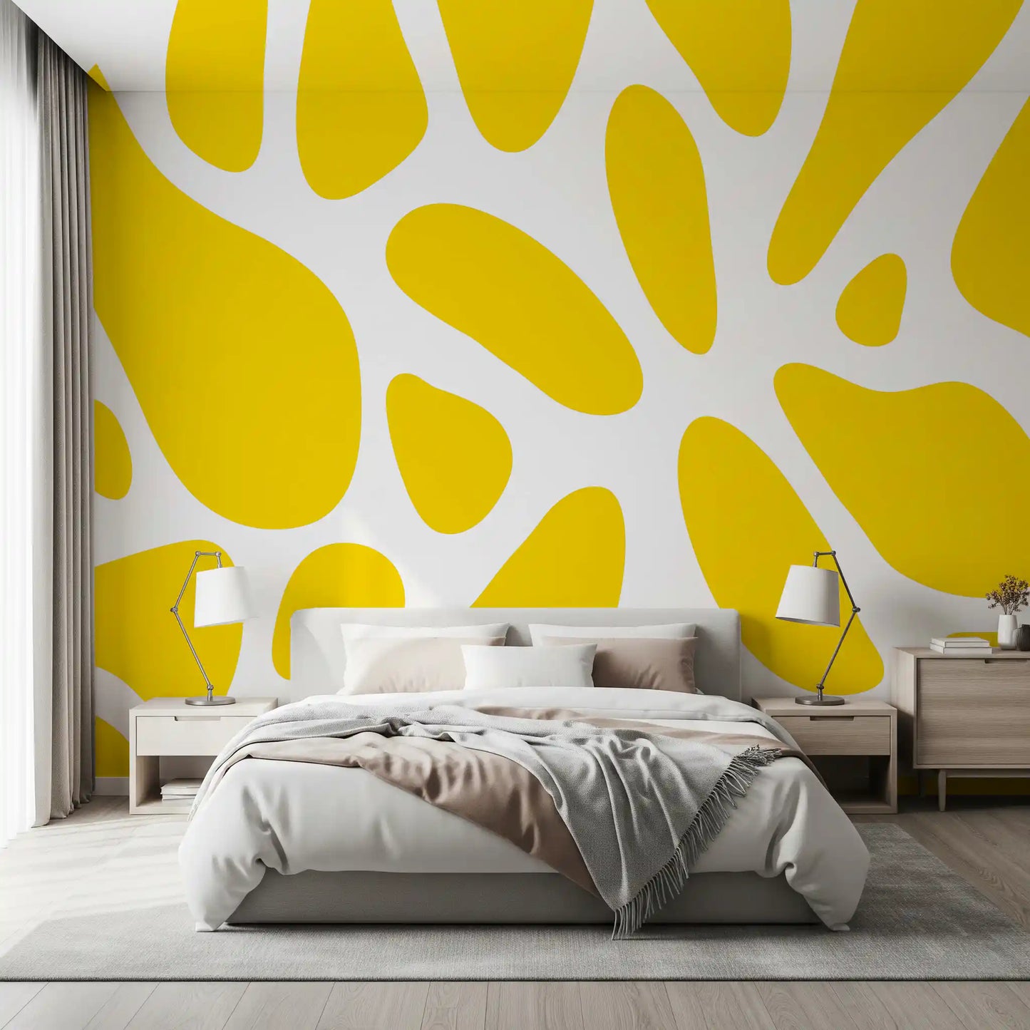 Sunlit Flow Abstract Yellow Shape Wall Mural