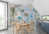 Whispering Leaves Pastel Botanical Wall Mural