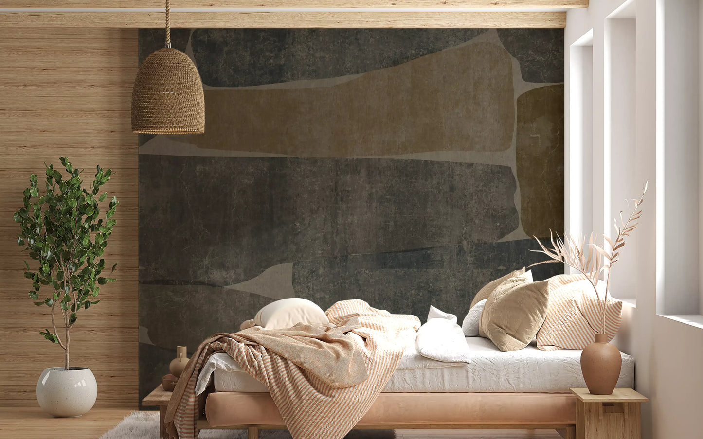 Modern Earthy Stone Slab Wallpaper Wall Mural