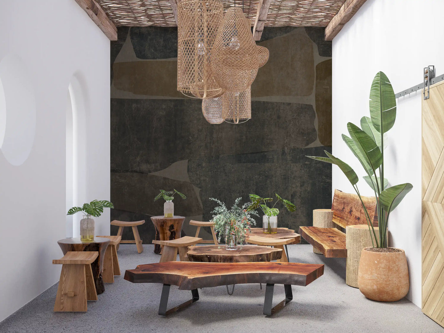 Modern Earthy Stone Slab Wallpaper Wall Mural