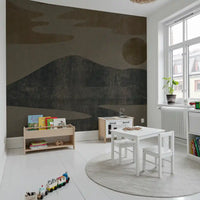 Charcoal and Ochre Wabi-Sabi Landscape Wall Mural